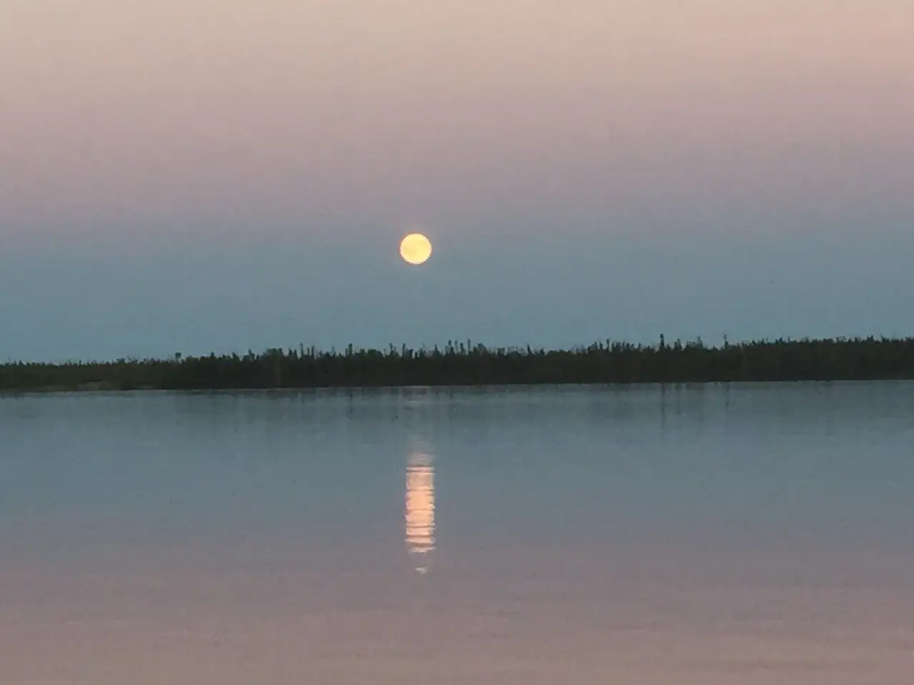Moon rising over Wollaston Lake, 2016
